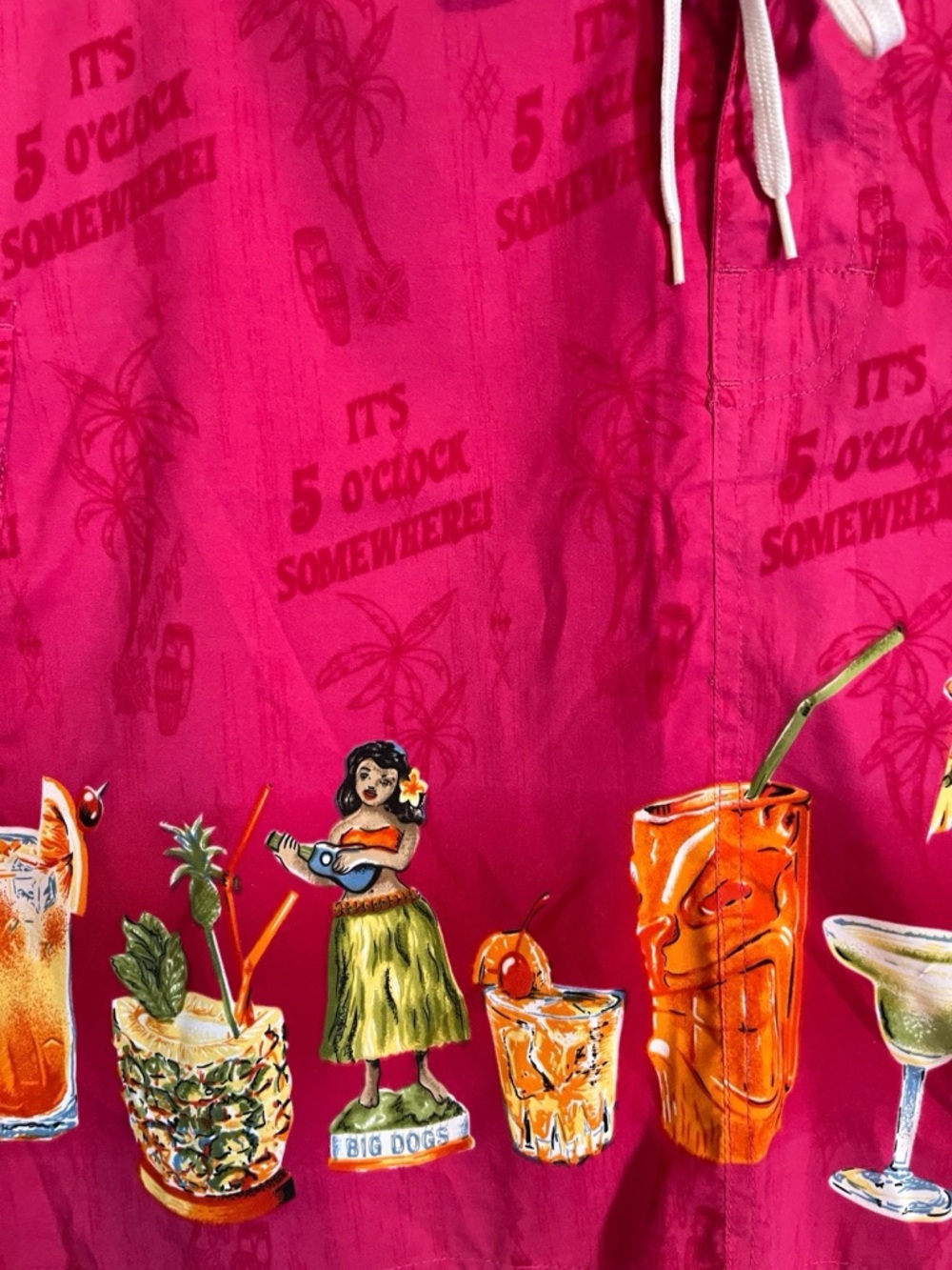 Big Dogs Tiki Cocktail Skirt XL Pink 5 O’Clock Somewhere Beachy Y2K - Picture 3 of 8